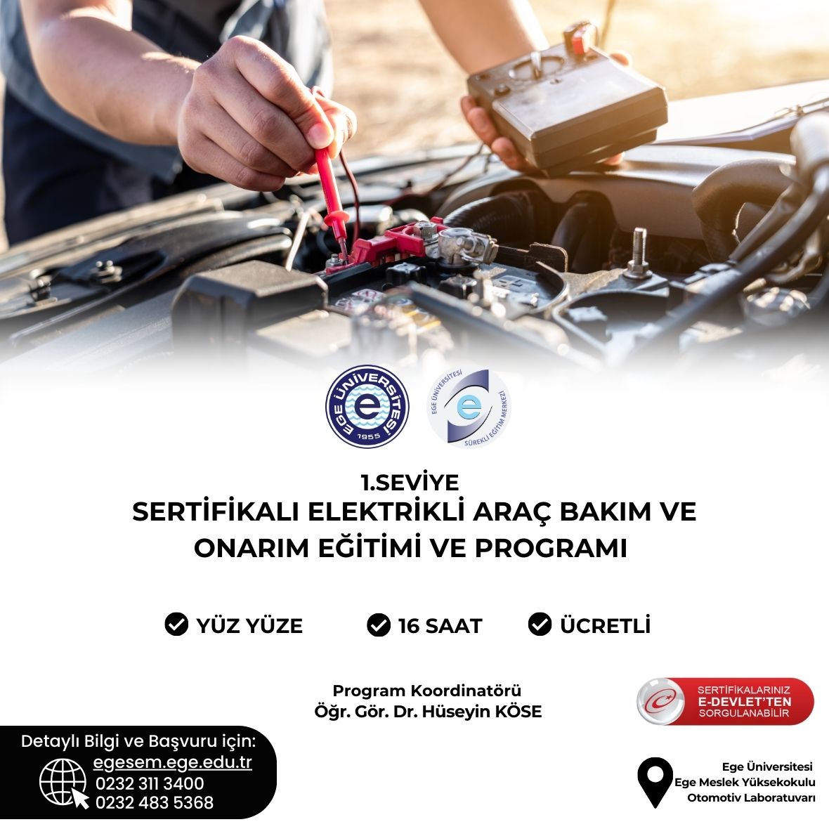 1. Seviye Sertifikalı Elektrikli Araç Bakım ve Onarımı Eğitimi ve Programı